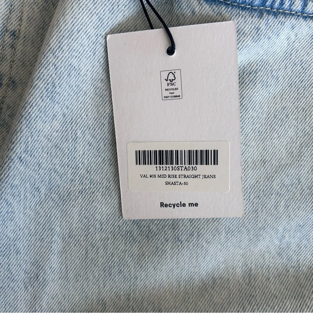 NWT Reformation Val 90s Mid Rise Straight Jeans 30, Light Wash Minimalist Luxe